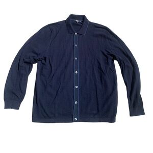 M&S Men’s Navy Knit Button-Up Cardigan Sweater XL